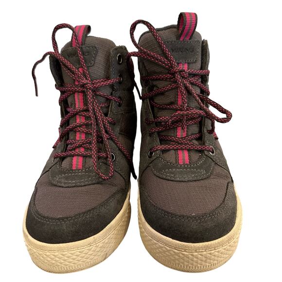 Viking pep gtx jnr sneaker mid rugged shoes gray pink trim us 1 see chart - Picture 1 of 9